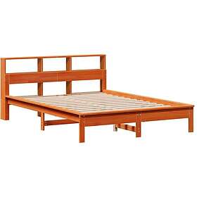 vidaXL Säng med bokhylla 120x190 cm massiv furu