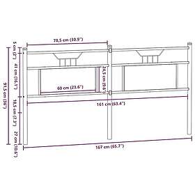 vidaXL Sänggavel brun ek 160 cm konstruerat trä och stål