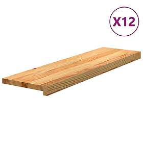 vidaXL Trappstegsmattor 12 pcs ljusbrun 90x25x2 cm massiv ek