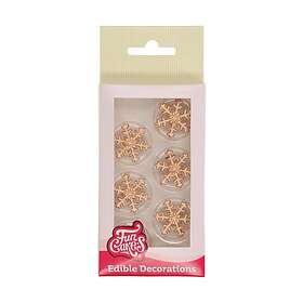 FunCakes Sockerdekorationer Snowflakes Bronze 6 st