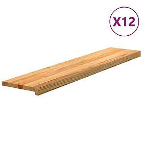 vidaXL Trappstegsmattor 16 pcs ljusbrun 100x30x2 cm massiv ek