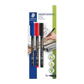 Staedtler Lumocolor 317 marker black red blue (pack of 3)