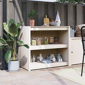 vidaXL Köksskåp för utomhusbruk vit 106x55x92 cm massiv furu
