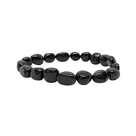 Kristallpunkten Armband Turmalin svart 10-15mm pärlor Större handled