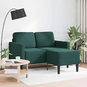 vidaXL 2-sitssoffa med schäslong L-formad mörkgrön 125 cm sammet