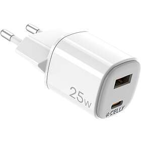 Celly UPTC1USB1USBC25 Snabbladdare GaN 1 x USB-A 1 x USB-C PD 25W