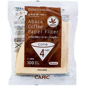 Cafec ABACA Cone-Shaped filterpapper 4 koppar. brun 100 st