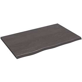 vidaXL Bänkskiva för badrum mörkbrun 80x50x2 cm behandlat massivt trä