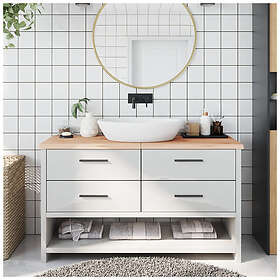 vidaXL Bänkskiva för badrum 140x50x(2-4) cm obehandlat massivt trä