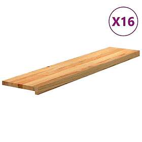 vidaXL Trappstegsmattor 16 pcs ljusbrun 120x25x2 cm massiv ek