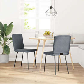 vidaXL Matstolar 2 st mörkgrå sammet