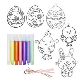 Panduro Hobby DIY-kit Easter Suncatcher, måla & påskpyssla 6 jättesöta solfångar