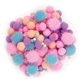 Panduro Hobby Pom Pom mix flerfärgade, Ø15-25 mm, 150 st.