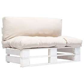 vidaXL Pallsoffa med dynor sandfärgad massiv furu