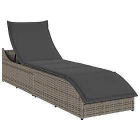 vidaXL hopfällbar solstol med dyna och förvaring grå konstrotting