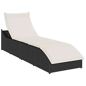 vidaXL hopfällbar solstol med dyna och förvaring i svart konstrotting