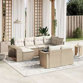 vidaXL Loungegrupp för trädgården m. dynor 11 delar beige konstrotting 3261298