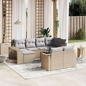 vidaXL Loungegrupp för trädgården m. dynor 11 delar beige konstrotting 3261299