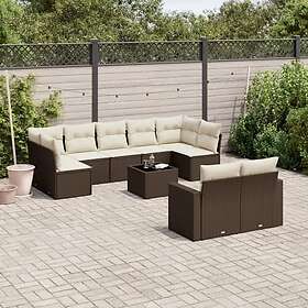 vidaXL Loungegrupp 10 delar med brun dynor konstrotting 3251770