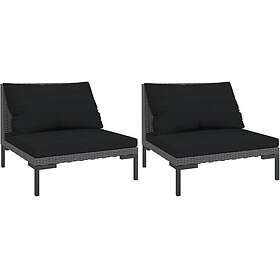 vidaXL Trädgårdssoffa 2 delar med dynor halvrund konstrotting 318602