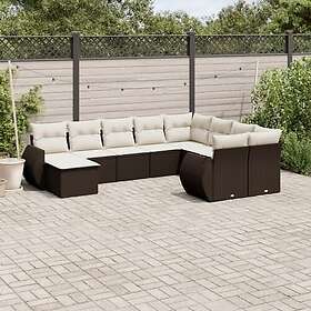 vidaXL Loungegrupp 10 delar med brun dynor konstrotting 3221862