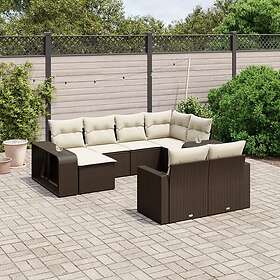 vidaXL Loungegrupp 10 delar med brun dynor konstrotting 3261293