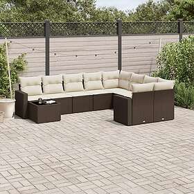 vidaXL Loungegrupp 10 delar med brun dynor konstrotting 3251800