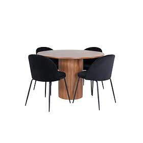 Venture Home Bianca 110cm Med Rund 4 Svart Wrinkles Stolar 