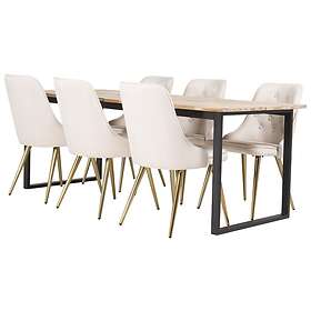 Venture Home Cirebon Matgrupp 200cm Rektangulär Med 6 Velvet Deluxe Stolar 