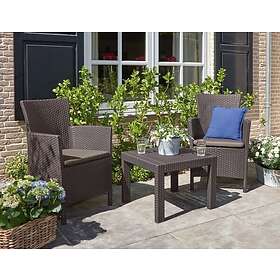 Keter Garden Furniture Set Rosario Brown 2 Armchairs Table