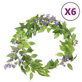 vidaXL Julkransar med blommor 6 st lila 200 cm