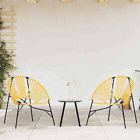 vidaXL Set of 3 Garden Chairs Rattan Black and Yellow 4009295