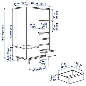 IKEA RÅDMANSÖ garderob 118x64x190 cm