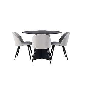 Venture Home Bootcut Matgrupp 110 cm Rund med 4 Velvet stolar Svart Matgrupper G