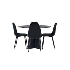 Venture Home Bootcut Matgrupp 110 cm Rund med 4 Polar stolar Svart Matgrupper