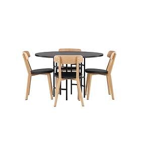 Venture Home Copenhagen Matgrupp 115 cm Rund med 4 Sanjos stolar Svart Matgruppe