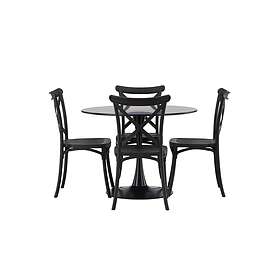 Venture Home Glade Matgrupp 100 cm Rund med 4 Crosett stolar Svart Matgrupper