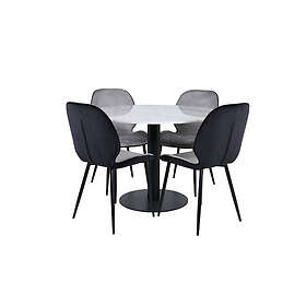 Venture Home Estelle Matgrupp 106 cm Rund med 4 Emma stolar Svart Matgrupper Vit,Ljusgrå,Svart