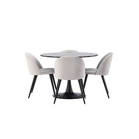 Venture Home Glade Matgrupp 100 cm Rund med 4 Velvet stolar Svart Matgrupper Grå