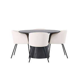 Venture Home Lanzo Matgrupp 120 cm Rund med 4 Berit stolar Beige Matgrupper Beige,Svart