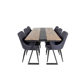 Venture Home Jakarta Matgrupp 200 cm Rektangulär med 6 Plaza stolar Svart Matgru