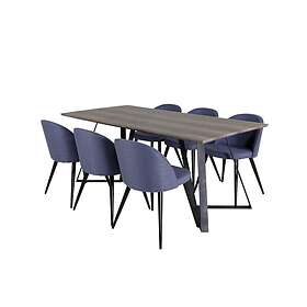 Venture Home Marina Matgrupp 180 cm Rektangulär med 6 Velvet stolar Svart Matgrupper Grå,Blå,Svart
