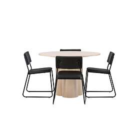 Venture Home Olivia Matgrupp 110 cm Rund med 4 Kenth Stolar Svart Matgrupper Vit