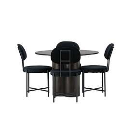 Venture Home Olivia Matgrupp 110 cm Rund med 4 Stella stolar Svart Matgrupper Br
