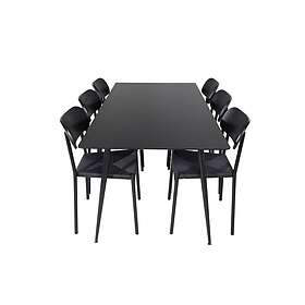 Venture Home Silar Matgrupp 180 cm Rektangulär med 6 Polly Stolar Svart Matgrupper