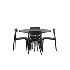 Venture Home Stone Matgrupp 120 cm Rund med 4 Ursholmen stolar Svart Matgrupper 
