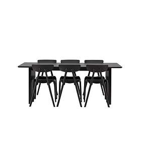 Venture Home Vail Matgrupp 200 cm Rektangulär med 6 Ursholmen stolar Svart Matgrupper