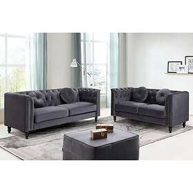 Vente Unique Canapé 2 places en velours TURNER Anthracite