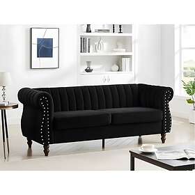 Vente Unique Noir Canapé chesterfield 3 places en velours TRUMBO