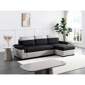 Vente Unique Noir Canapé d'angle réversible et convertible en tissu et gris clair GABY II